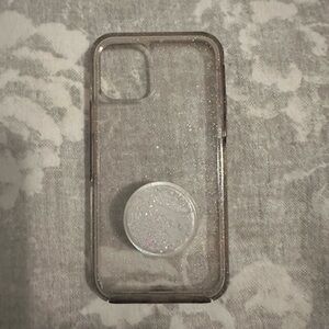 OtterBox Sparkle Glitter Silver iPhone 12 Case w/‎ Liquid Glitter Popsocket